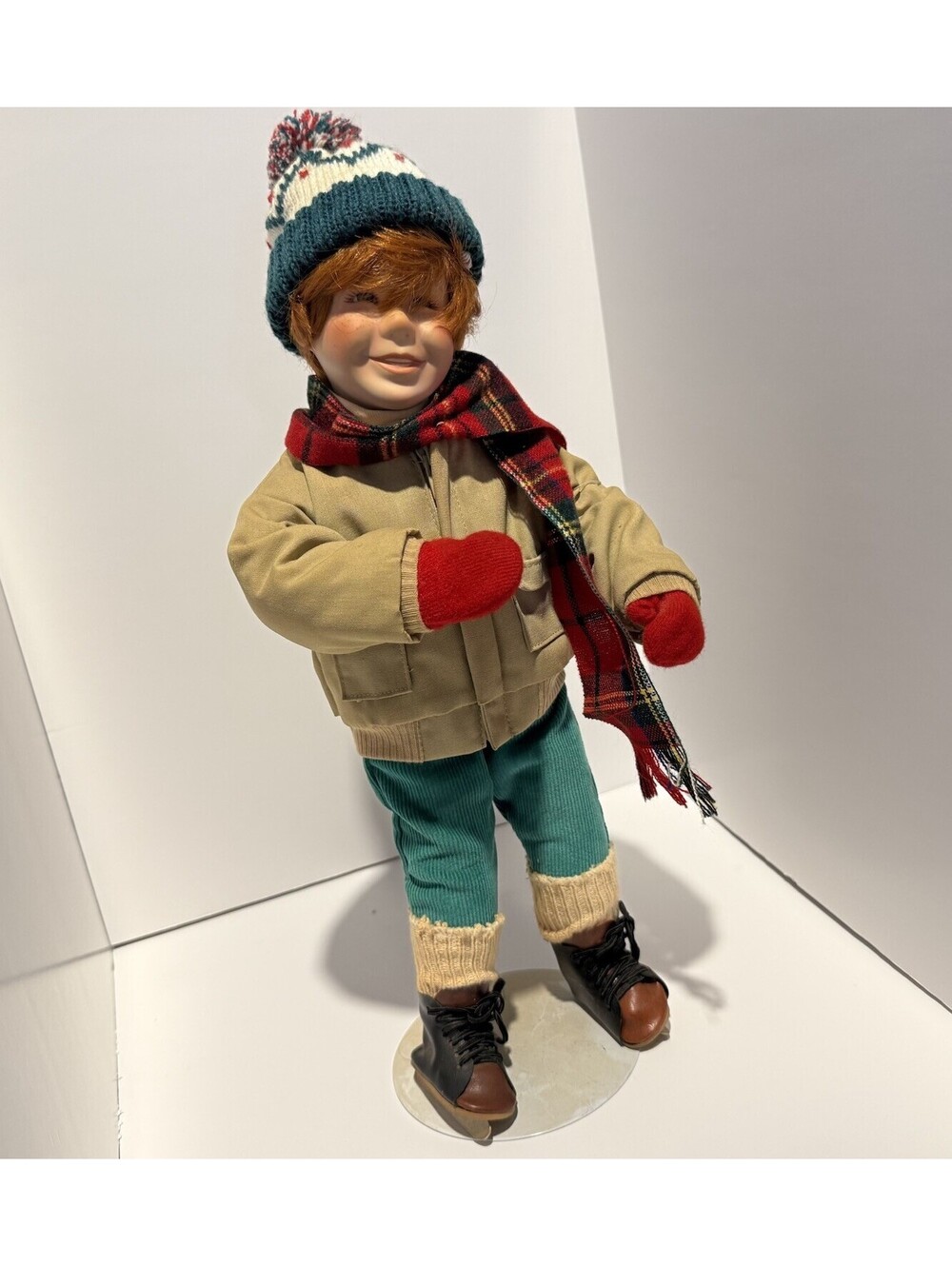 Vintage 1991 Ashton Drake Winterfest Brian Porcelain Doll 15" Skater W/ Stick